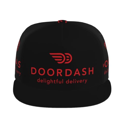 Doordash Hat Flat-Brimmed Baseball Cap Dad Ball Hat Snapback Hip Hop Cap for Men and Women Black - Free Shipping, Comfor