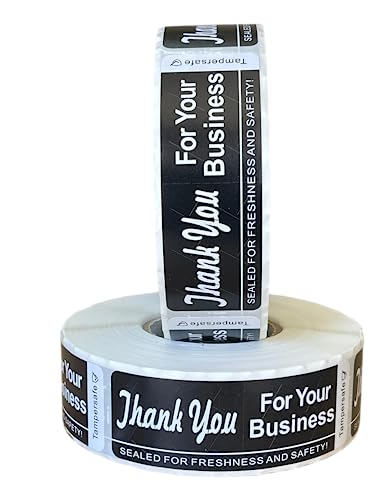 Tamper Sealed Thank You for Your Business - 1"x3" Inch, 500PCS Safety Food Delivery Paper Sticker for Food Containers (B