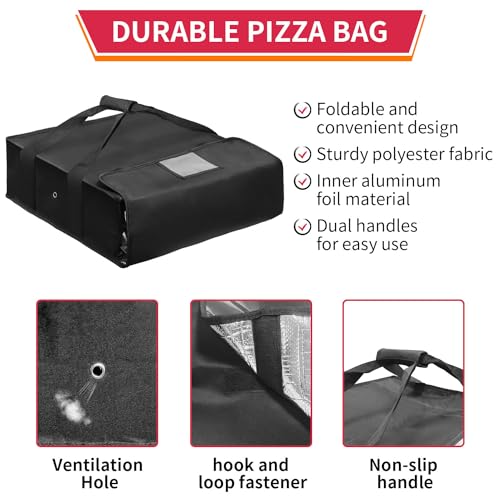 Pizza Warmer Bag, Insulated Food Carrier, Water Proof with Double Handle Black  
Pizza Warmer Bag, Insulated with Label