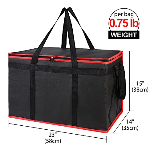 Bodaon Insulated Food Delivery Bag for Hot & Cold Meals, Catering & Doordash, Party Cooler Bag (Black-Red, 1Pk)  
Bodaon