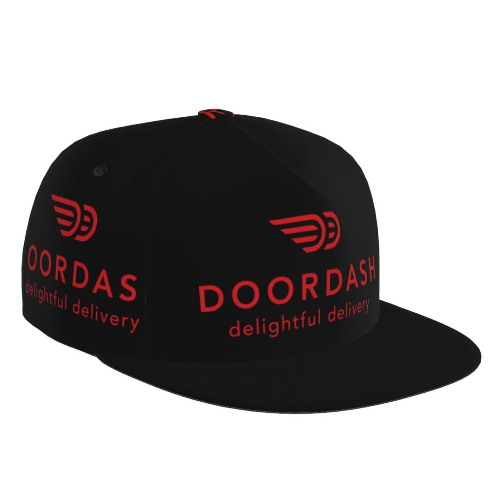 Doordash Hat Flat-Brimmed Baseball Cap Dad Ball Hat Snapback Hip Hop Cap for Men and Women Black - Free Shipping, Comfor
