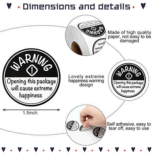 Extreme Happiness Stickers Labels for Festival Business or Personal Use, 1.5 Inch Round Self-Adhesive Tags (Black and Pi