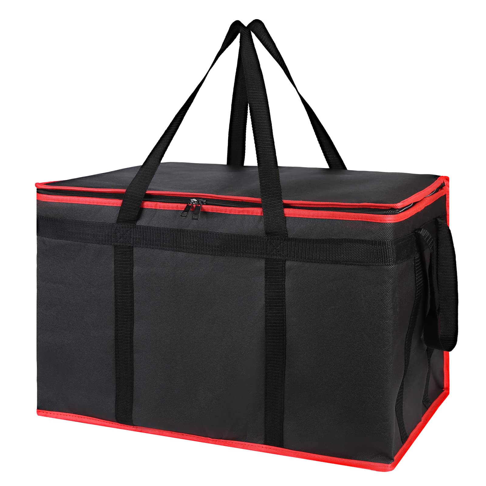 Bodaon Insulated Food Delivery Bag for Hot & Cold Meals, Catering & Doordash, Party Cooler Bag (Black-Red, 1Pk)  
Bodaon