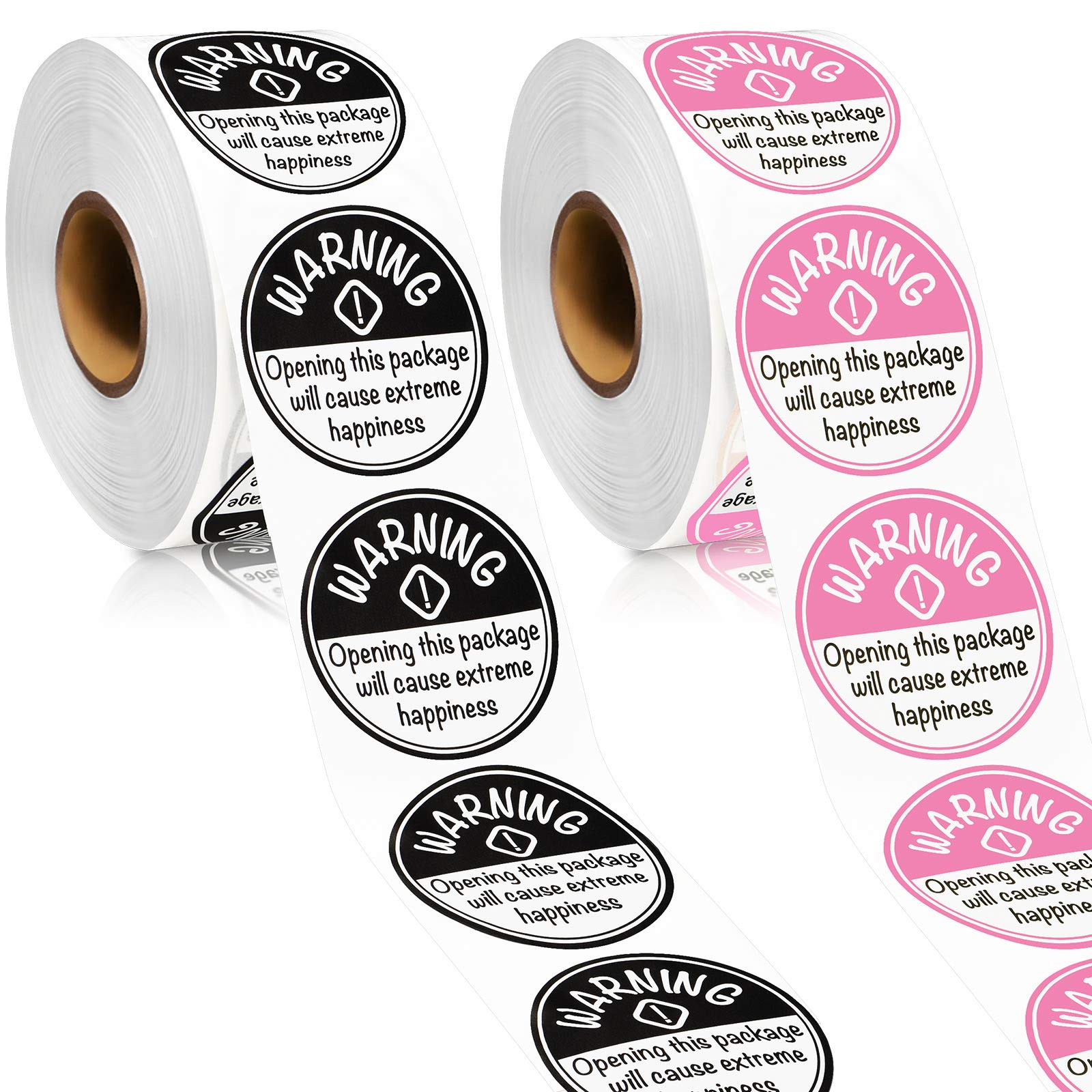 Extreme Happiness Stickers Labels for Festival Business or Personal Use, 1.5 Inch Round Self-Adhesive Tags (Black and Pi